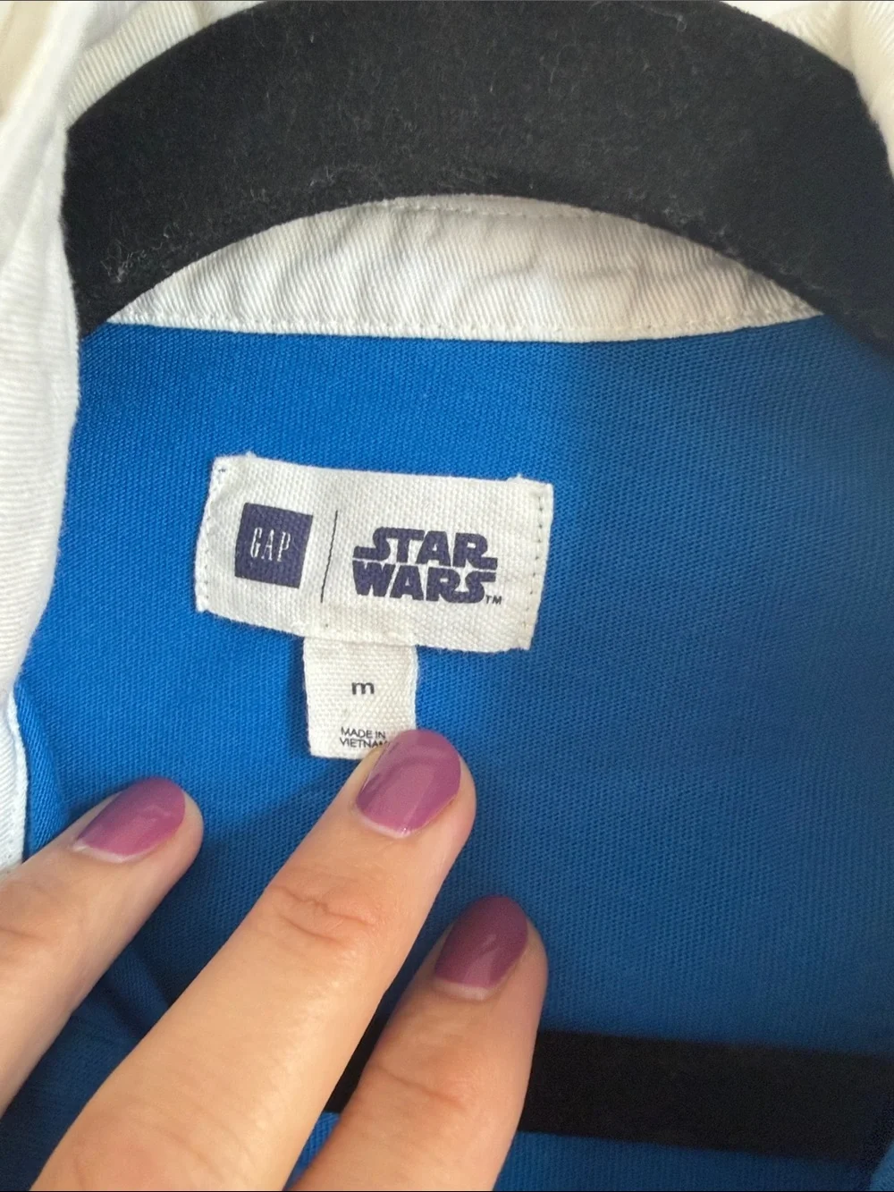 GAP Blue Long-Sleeve 'JEDI' Rugby Shirt with White Collar